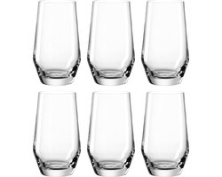 HOME Puccini 069558 Drinkglazen, 6 stuks (1 stuk), vaatwasmachinebestendige waterglazen, drinkbekers van glas, sapglazen in moderne stijl, 365 ml