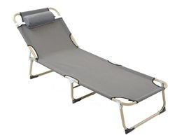 Home Serie Opvouwbed – 56cm – Versterkte Rondpijp Grijs met Verstevigd Perlenkussen