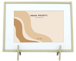 Home Society - Fotolijst - Nami - Beige - Metaal & Glas - Fotomaat 10x15cm - Staande Fotolijst - Trendy Woondecoratie
