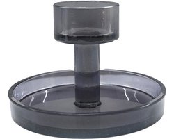Home Society - Kandelaar - Kaarsenhouder - Moos - Glas - Grijs - voor XL kaarsen