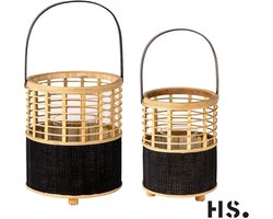Home society - lantaarn - per 2 stuks - windlicht - bamboe - woondecoratie - tuin