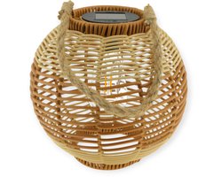 Home Society – Lantaarn – Solar – Bruin – Creme – Kunststof – Maat M – 26x26 cm