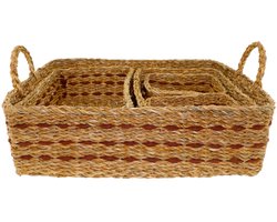 Home Society - Mand Levi - 5 - Delige Mandenset - Opbergmanden - Decoratie manden - Zeegras