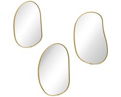 Home Society - Spiegel - Set van 3 Kusa - Organische Vorm - Goud - 26x17 cm - Wandspiegels