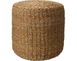 Home & Styiling Poef Nature - rond - gevlochten zeegras - D40 x H40 cm - bijzet stoeltjes