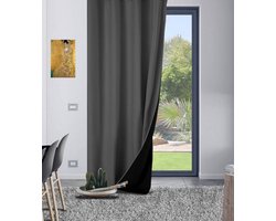 Home Style Alina Kant-en-Klaar Gordijn Grijs | 140x260 cm | Verduisterend & Thermisch | Met Haakjes | 100% Polyester 420 g/m² | Per Stuk
