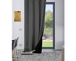 Home Style Alina Kant-en-Klaar Gordijn Grijs | 140x260 cm | Verduisterend & Thermisch | Met Ringen | 100% Polyester 420 g/m² | Per Stuk