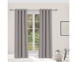 Home Style Gregor Kant-en-Klaar Gordijn Grijs – 140x250 cm – Thermisch & Lichtdoorlatend – Met Ringen voor Roede – 100% Polyester 210 g/m² – Per Stuk