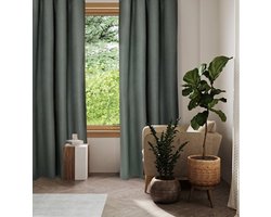 Home Style Gregor Kant-en-Klaar Gordijn Groen | 140x250 cm | Thermisch & Lichtdoorlatend | Met Haakjes | 100% Polyester 210 g/m² | Per Stuk
