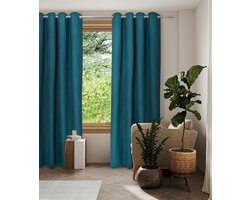 Home Style Thermisch Gordijn – Lichtdoorlatend – Met Ringen – 140x250 cm – Petrol