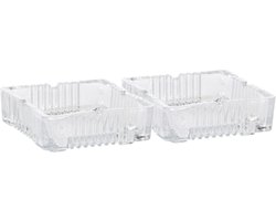 Home & Styling Asbak - 2x stuks - vierkant - gedecoreerd glas - transparant - 10 x 10 x 4 cm