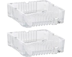 Home & Styling Asbak - 2x - vierkant - gedecoreerd glas - transparant - 10 x 10 x 4 cm