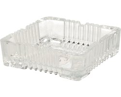 Home & Styling Asbak - vierkant - gedecoreerd glas - transparant - 10 x 10 x 4 cm
