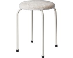 Home & Styling Bijzet krukje Furry white - metaal/stof - D40 x H48 cm - Meubels - Zitten