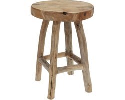 Home & Styling Bijzet krukje TEAK STOOL - lichtbruin - hout - D35 x H42 cm - Meubels - Zitten