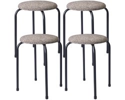 Home & Styling Bijzet krukje Tweed melange - 4x - metaal/stof - D40 x H48 cm - Meubels - Zitten