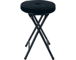 Home & Styling Bijzet krukje/stoel - Opvouwbaar - Blauw - Ribcord - D33 x H49 cm