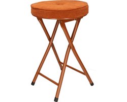 Home & Styling Bijzet krukje/stoel - Opvouwbaar - Bruin - Ribcord - D33 x H49 cm