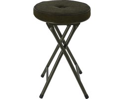 Home & Styling Bijzet krukje/stoel - Opvouwbaar - Donkergroen - Ribcord - D33 x H49 cm