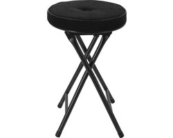 Home & Styling Bijzet krukje/stoel - Opvouwbaar - Zwart - Ribcord - D33 x H49 cm