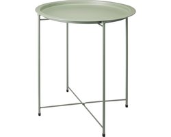 Home & Styling Bijzettafel 2 laags - groen - metaal - 40 x 66 cm - plantenpot verhoger - binnen/buiten