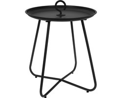 Home & Styling Bijzettafel/koffietafel Fleur - rond - metaal - zwart - D40 x H46 cm - voor binnen/buiten
