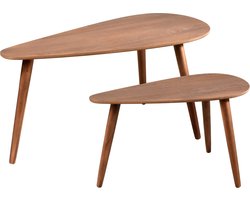 Home & Styling Bijzettafel/plantenstandaard set - 2-delig - lichtbruin - MDF hout - 60 x 30 x 35 cm en 80 x 40 x 40 cm
