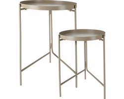 Home & Styling Bijzettafels/plantenstandaards - 2-delig - champagne/goud - metaal - D31 x H38 cm/D36 x H45 cm