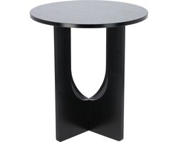 Home & Styling Bijzettafeltje Bari - zwart - D38x H42 cm - mdf hout - plantenpot verhoger - koffie en lampjes tafel