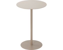 Home & Styling Bijzettafeltje Lugano - beige - D35x H53 cm - metaal - plantenpot verhoger - koffie en lampjes tafel