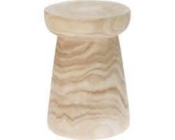 Home & Styling Bijzettafeltje Paulowniawood - naturel - D28x H42 cm - plantenpot verhoger/koffie tafel/zit krukje