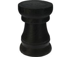 Home & Styling Bijzettafeltje Paulowniawood - zwart - D28x H42 cm - hout - plantenpot verhoger/koffie tafel/zit krukje