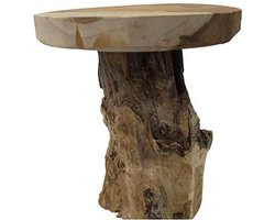 Home & Styling Bijzettafeltje Teakwood - lichtbruin - D25x H29 cm - plantenpot verhoger/koffie tafel