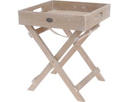 Home & Styling Bijzettafeltje/dienblad op hoge poten - naturel hout - 30 x 30 x 36 cm