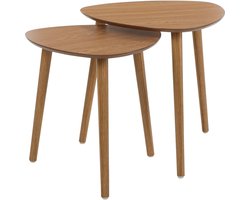 Home & Styling Bijzettafeltjes - set 2x stuks Ancona - lichtbruin - D40 x H41 cm/D45 x H45 cm - dennenhout
