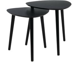Home & Styling Bijzettafeltjes - set 2x stuks Ancona - zwart - D40 x H41 cm/D45 x H45 cm - dennenhout - koffie tafels