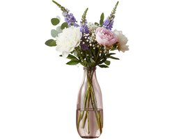 Home & Styling Bloemenvaas - gerecycled glas - 14 x 39 cm - roze transparant - boeketten - siertakken - stelen