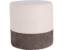 Home & Styling Bouclé Poef - Ø35xH34cm - Beige/Grijs