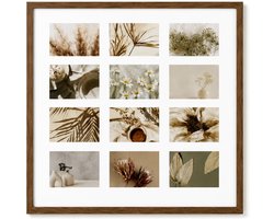 Home & Styling Collage fotolijst met passe-partout - voor 12x foto - hout - bruin - 54 x 59 cm - klassiek