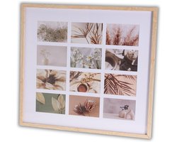 Home & Styling Collage fotolijst met passe-partout - voor 12x foto - hout - naturel - 54 x 59 cm - klassiek