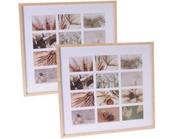 Home & Styling Collage fotolijst met passe-partout - voor 2x foto - hout - naturel - 54 x 59 cm - klassiek