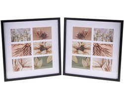 Home & Styling Collage fotolijst met passe-partout - voor 2x foto - hout - zwart - 42 x 42 cm - klassiek