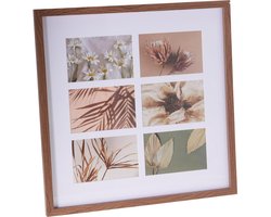 Home & Styling Collage fotolijst met passe-partout - voor 6x foto - hout - bruin - 42 x 42 cm - klassiek