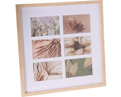 Home & Styling Collage fotolijst met passe-partout - voor 6x foto - hout - naturel - 42 x 42 cm - klassiek