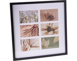 Home & Styling Collage fotolijst met passe-partout - voor 6x foto - hout - zwart - 42 x 42 cm - klassiek