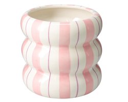 Home Styling Collection - Keramische pottenbescherming met strepen LINJE, 14 cm - roze