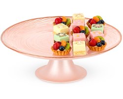 Home & Styling collection - Taartplateau op Voet - 21 cm - Glas - Roze