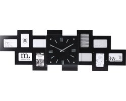 Home Styling Collection - Wandklok met 10 zwarte fotolijsten, 80 x 5,6 x 26 cm