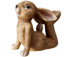 Home & Styling Decoratie paashaas / konijn - yoga - bruin - polystone - 15 cm - paasdecoratie