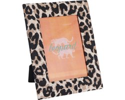 Home & Styling Fotolijstje Nel - luipaardprint - stof frame - voor foto van 10 x 15 cm - dierenprint